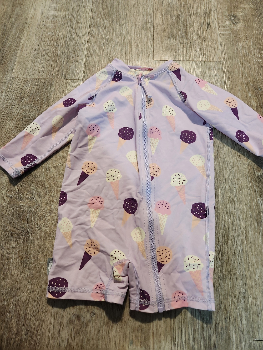 Lilac Ice Cream Print Toddler Zip-Front One-Piece Swimsuit